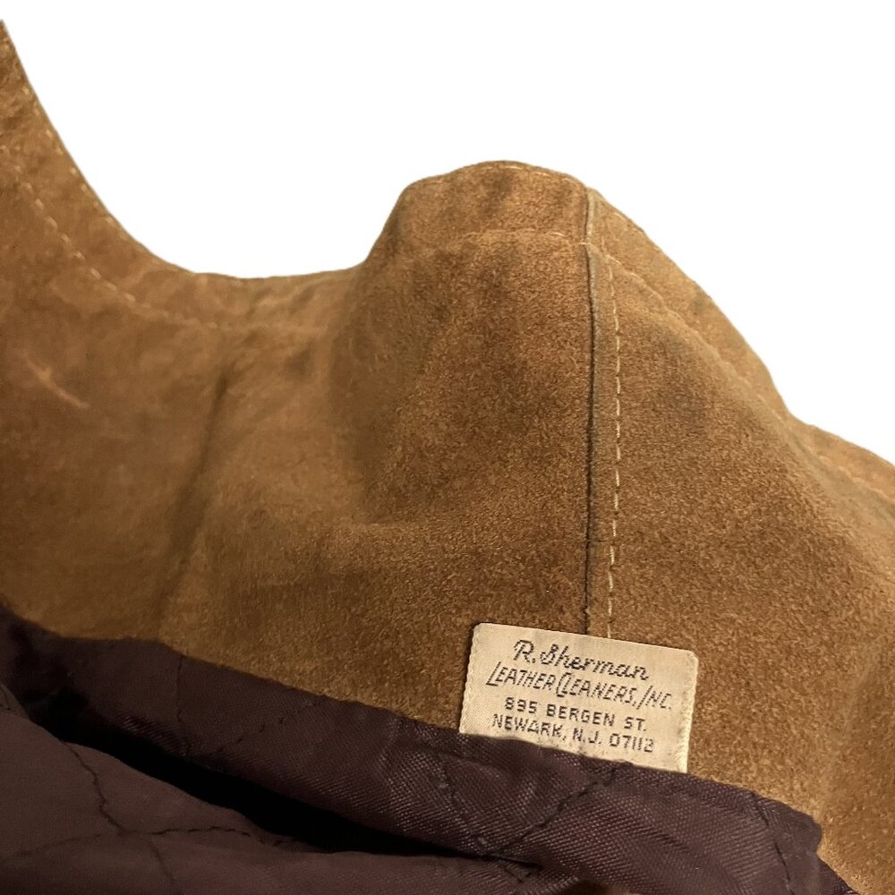 Opera Brand Hooded Suede Coat Snap Front Quilted Lining Vintage Made in Canada - Picture 11 of 12
